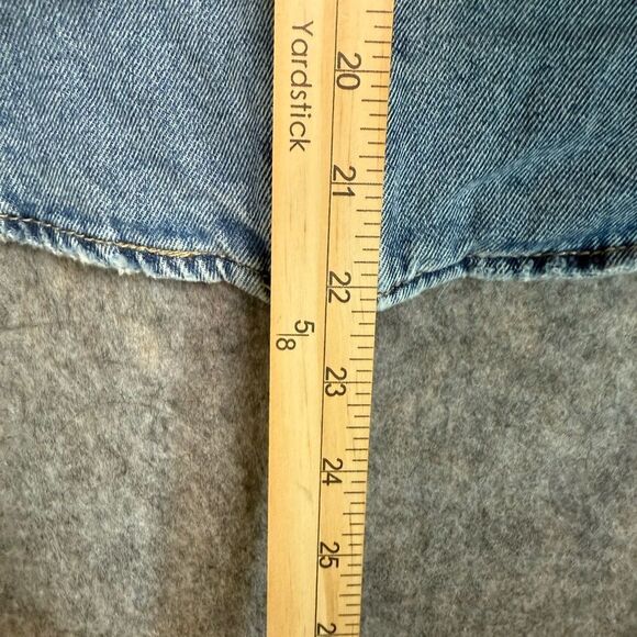 Zara Jacket Women's 9 Blue Denim Medium Wash Cotton Hooded Flap Pockets Full Zip - Picture 5 of 7